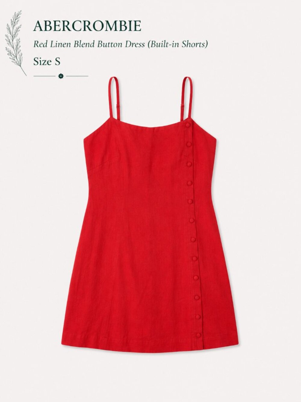 Abercrombie Red Linen Blend Button Romper/Dress size S